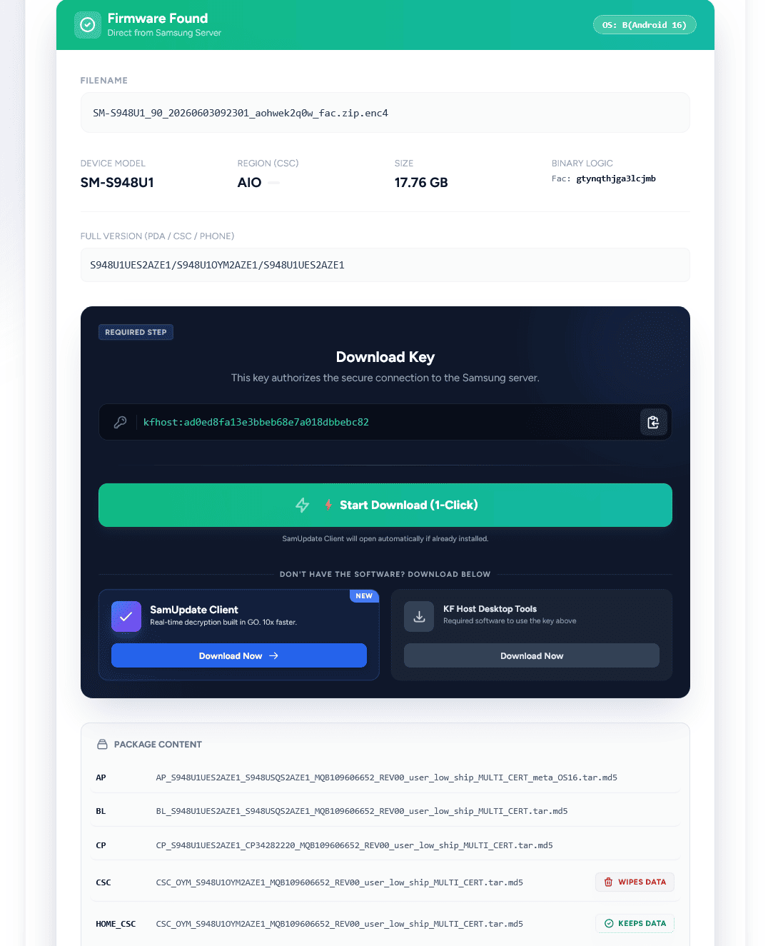 SamUpdate page to generate the link