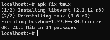 apk fix tmux