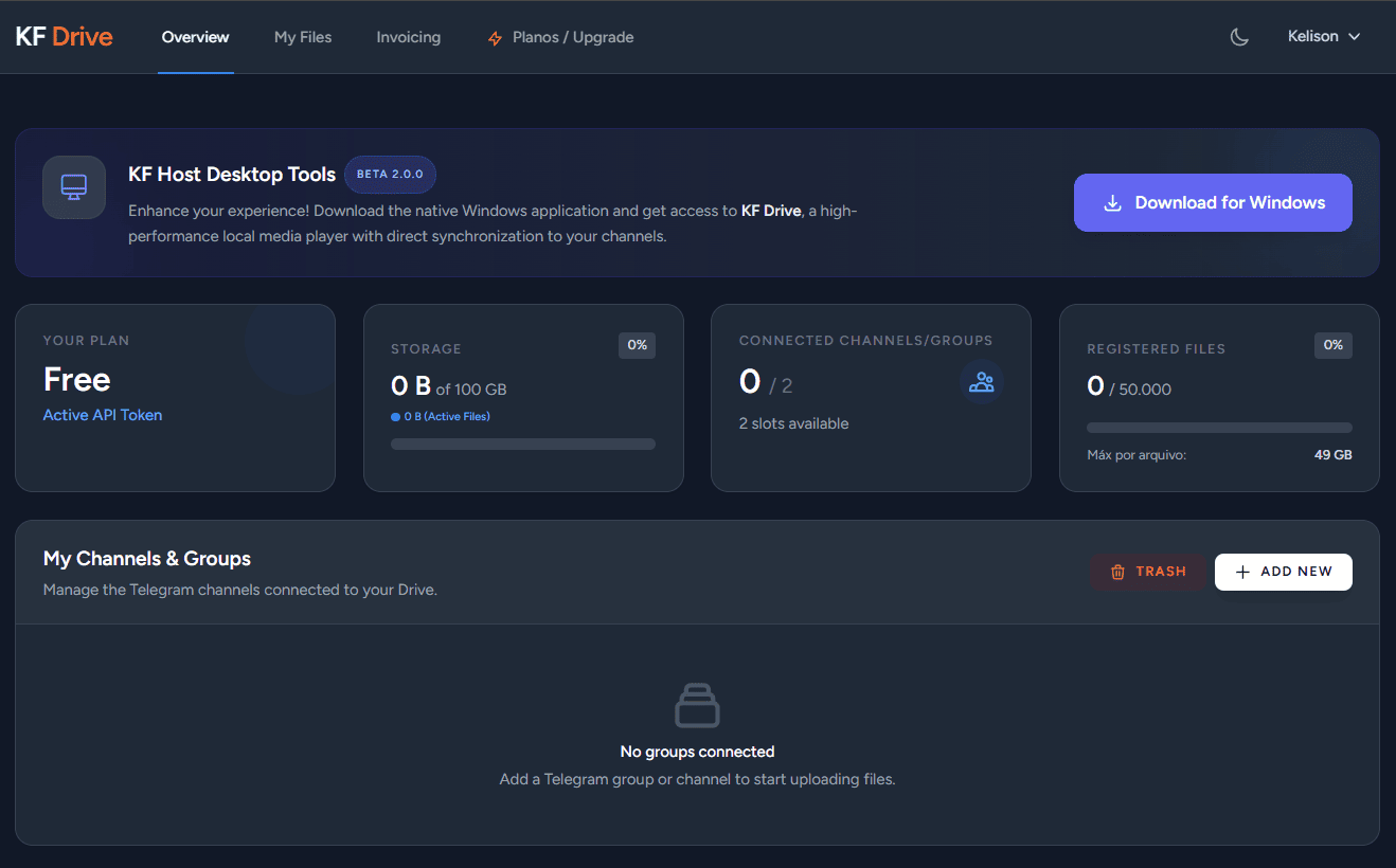 KF Drive - tela inicial