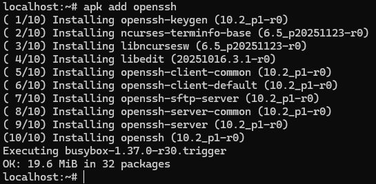 apk add openssh