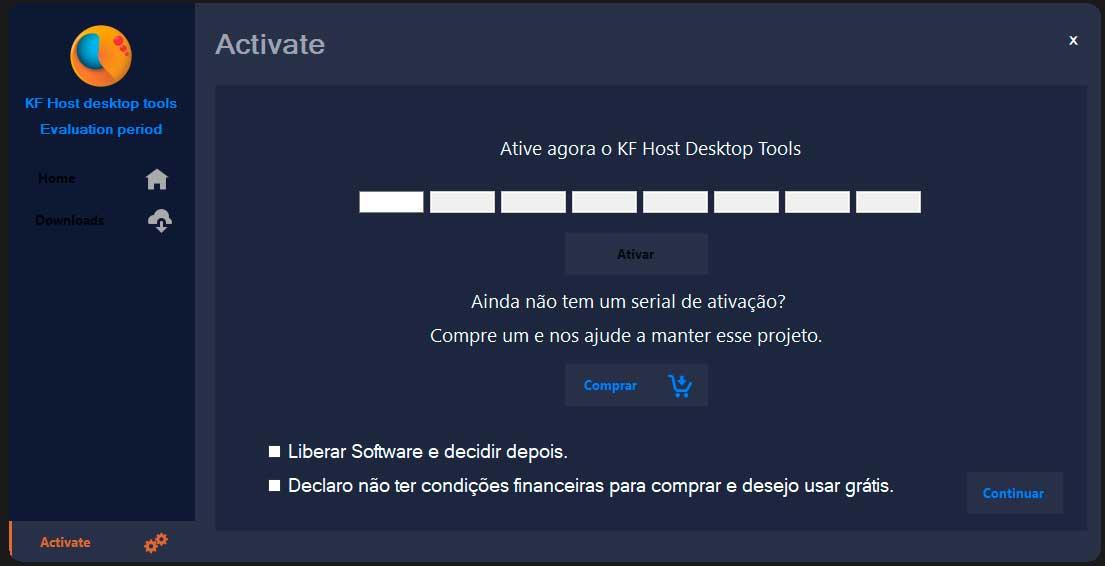 KF Host Desktop Tools - tela inicial