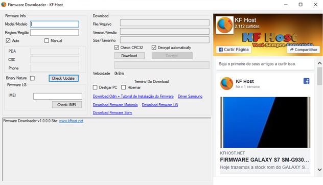 Firmware Downloader - software usado para baixar firmware Samsung e LG